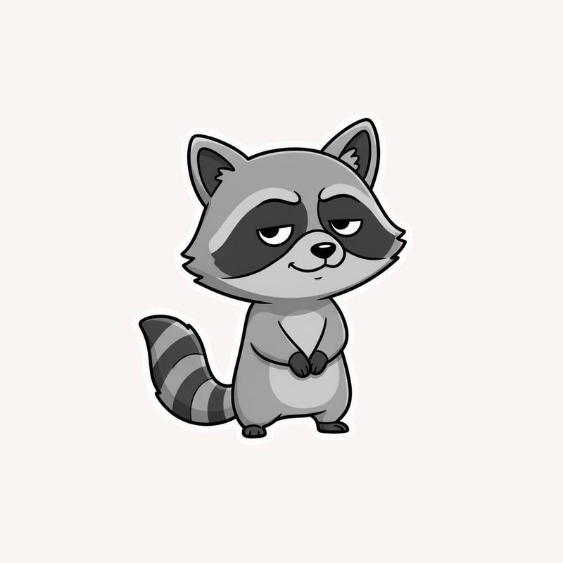 Sarcastic Raccoon Half-Lidded Smile Sticker - Raccsy