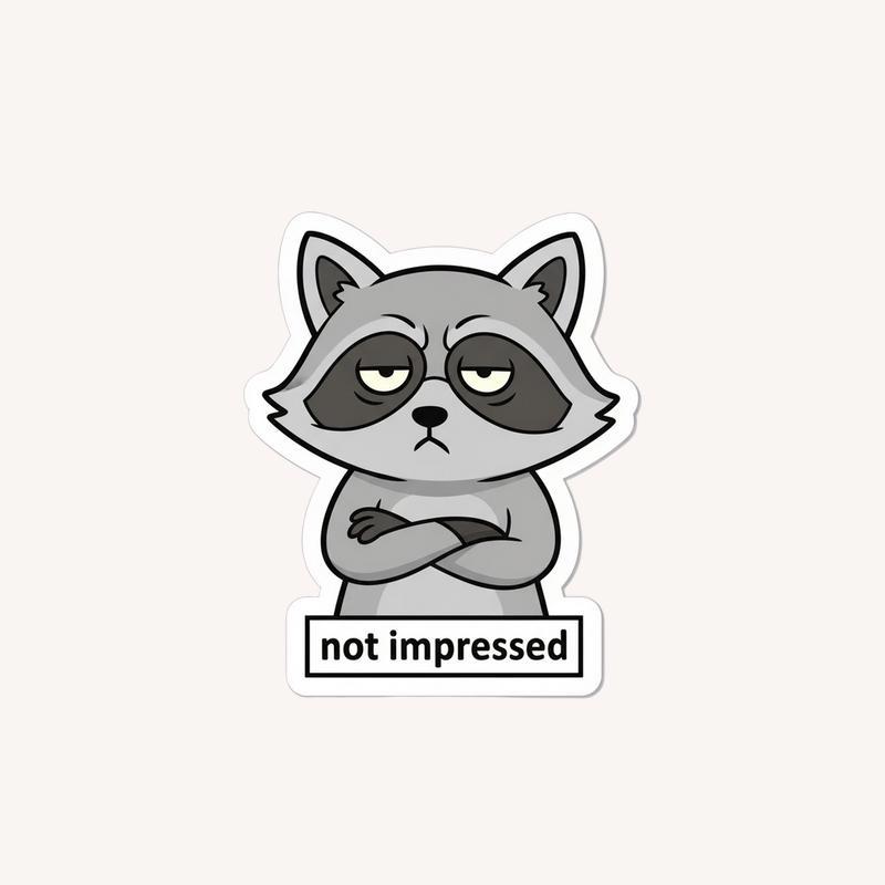 Sarcastic Raccoon “Not Impressed” Sticker - Raccsy