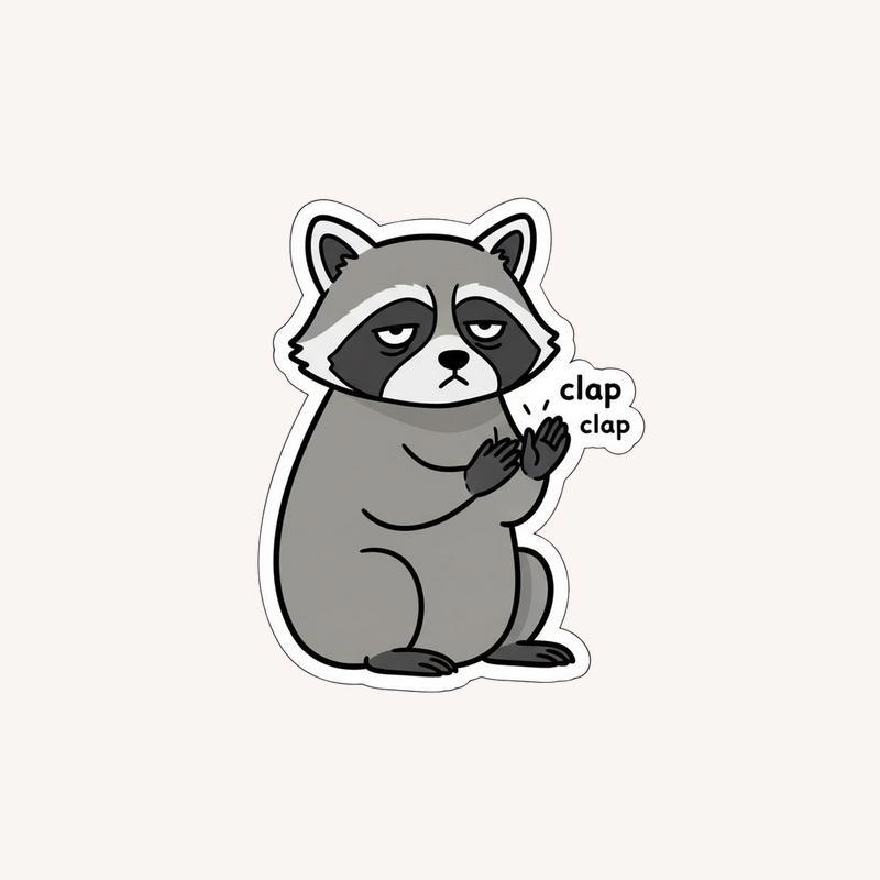 Sarcastic Raccoon Slow Clap Sticker - Raccsy