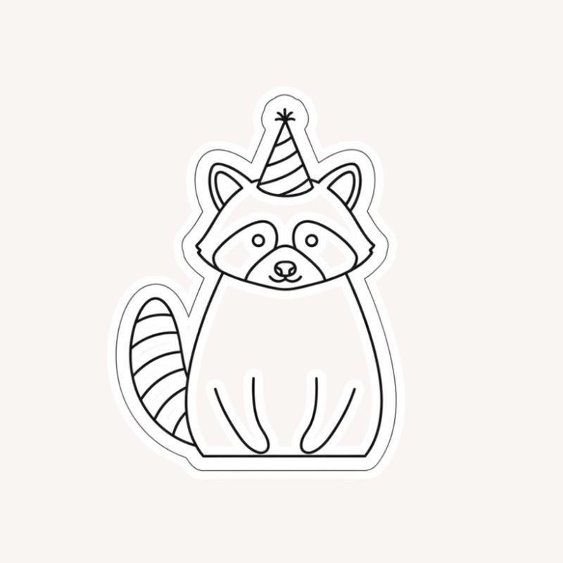 Simple Happy Birthday Raccoon Sticker - Raccsy