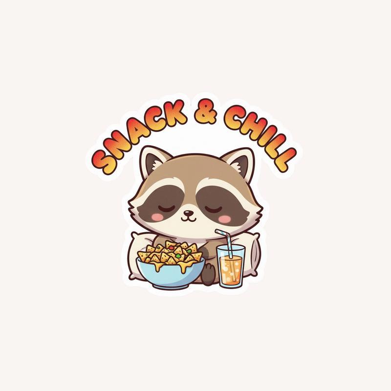 Snack Raccoon Snack & Chill Sticker - Raccsy