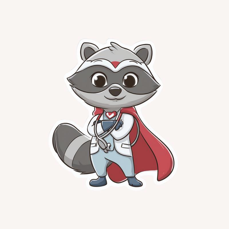 Super Nurse Raccoon Sticker - Raccsy