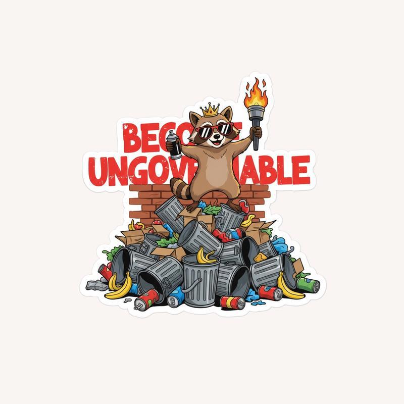 Trash Raccoon Become Ungovernable Meme Sticker - Raccsy