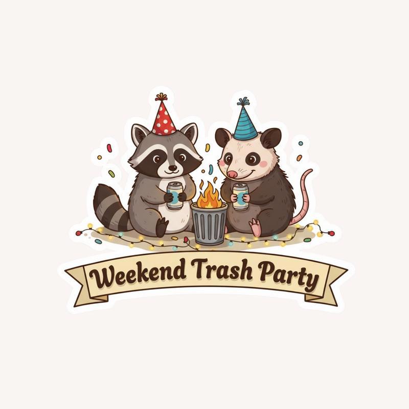 Weekend Trash Party Raccoon And Possum Sticker - Raccsy