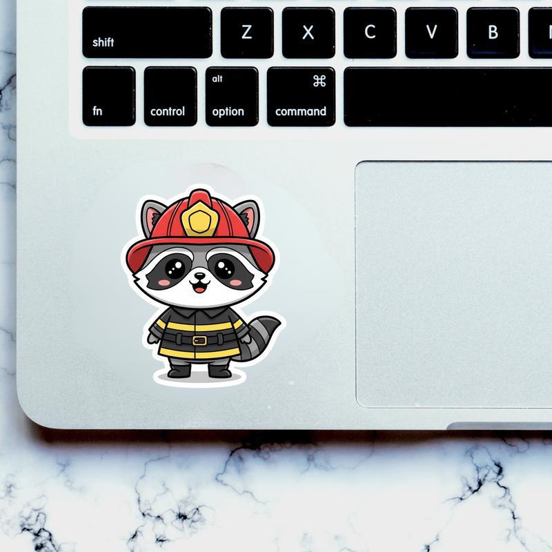 Big Head Raccoon Firefighter Chibi Sticker Big Head Raccoon Firefighter Chibi Sticker