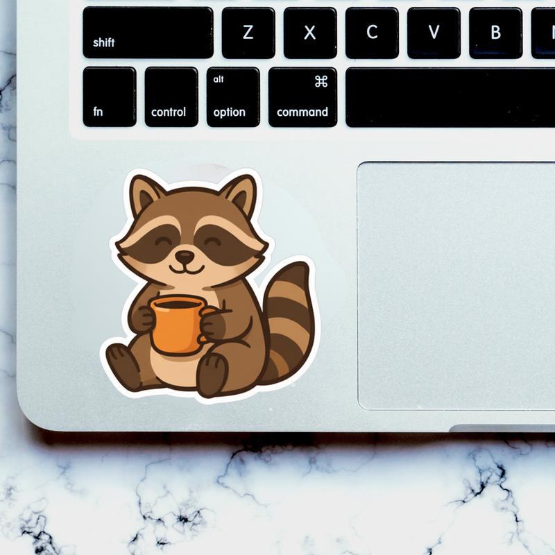 Brown Raccoon Coffee Sticker