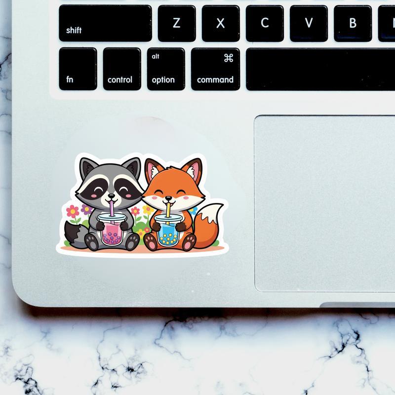Bubble Tea Raccoon Fox Sticker