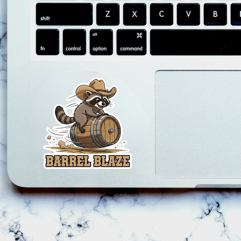 Cowboy Raccoon Barrel Rider Sticker Cowboy Raccoon Barrel Rider Sticker