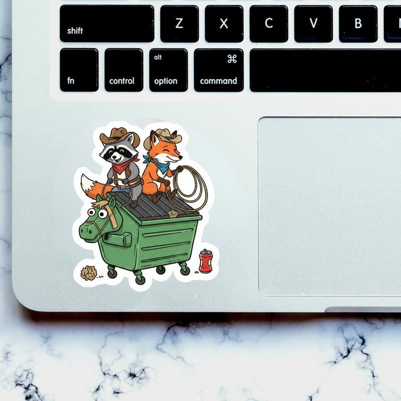Cowboy Raccoon Fox Buddies Sticker Cowboy Raccoon Fox Buddies Sticker