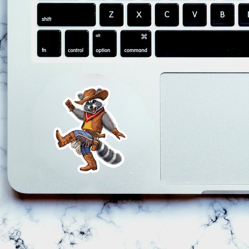 Cowboy Raccoon Is Dancing Happily Sticker