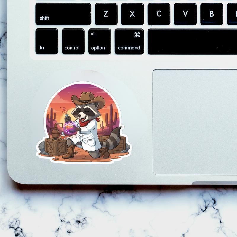 Cowboy Raccoon Scientist Discovery Sticker Cowboy Raccoon Scientist Discovery Sticker