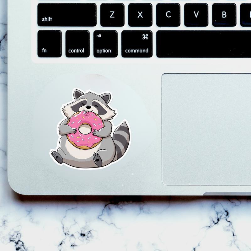 Donut Lover Fat Raccoon Sticker