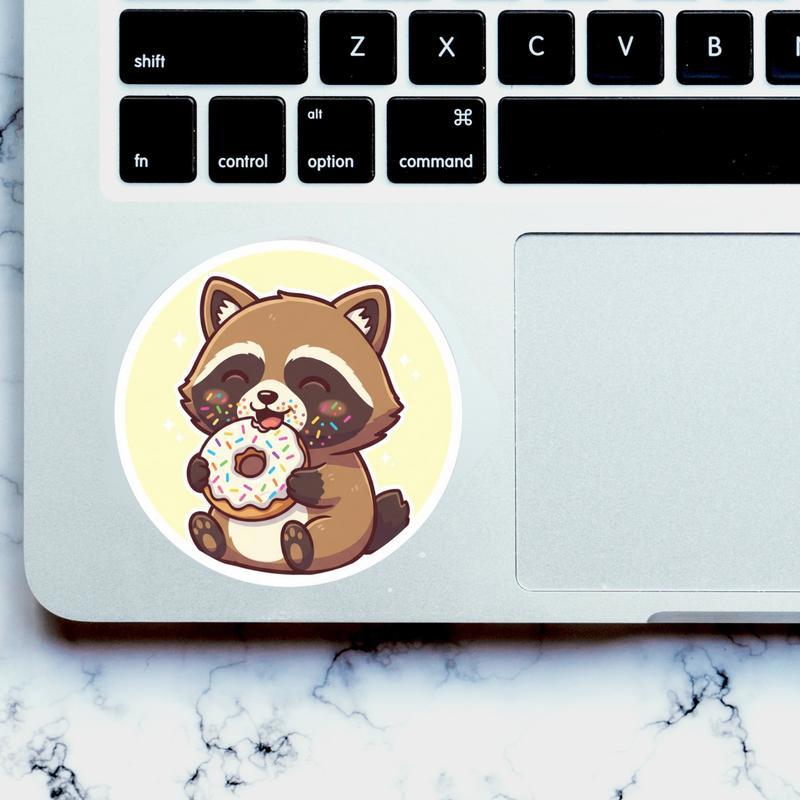 Donut Lover Raccoon Dog Sticker