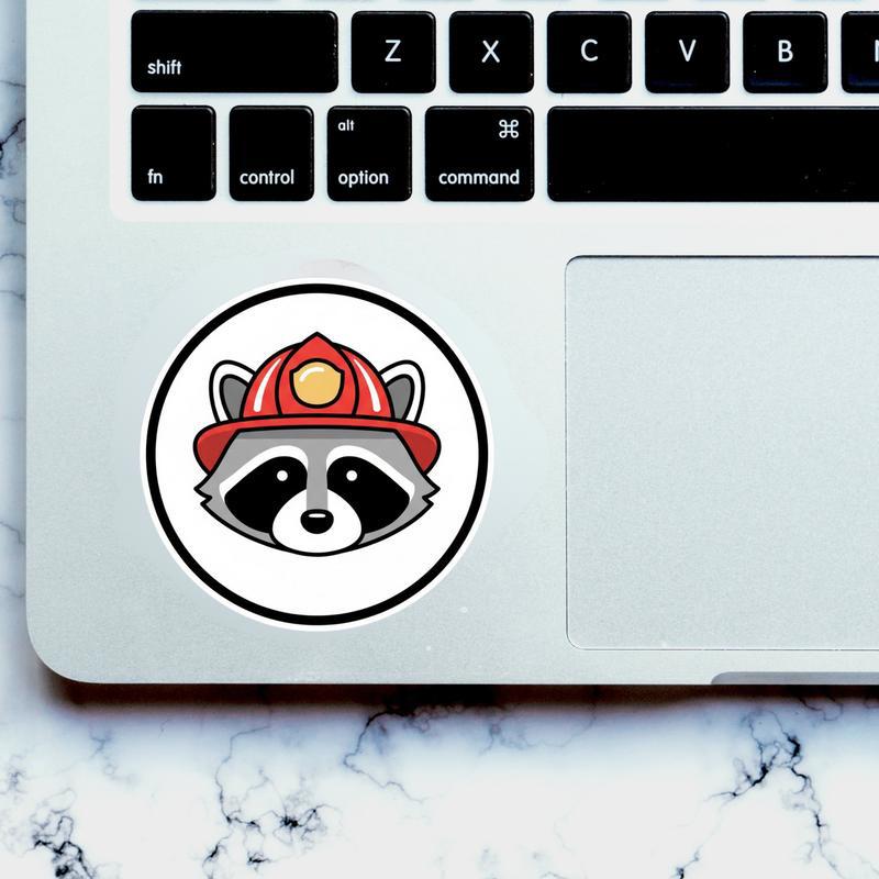 Firefighter Raccoon Minimal Head Portrait Meme Sticker