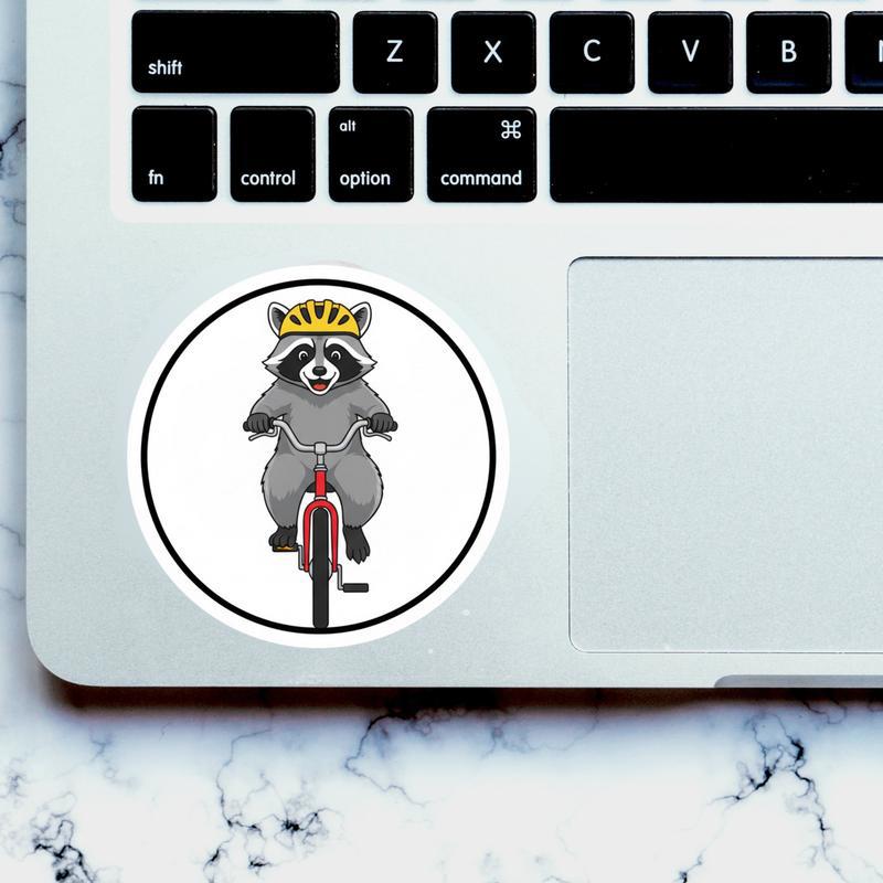 Furry Raccoon - Riding a Bicycle Active Lifestyle Sticker Furry Raccoon - Riding a Bicycle Active Lifestyle Sticker