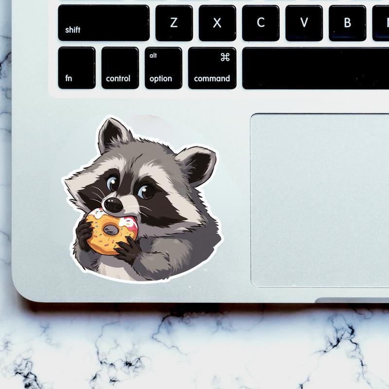 Furry Raccoon With Donut Cake Sticker
