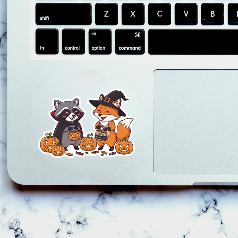 Halloween Raccoon Fox Tricksters Sticker Halloween Raccoon Fox Tricksters Sticker