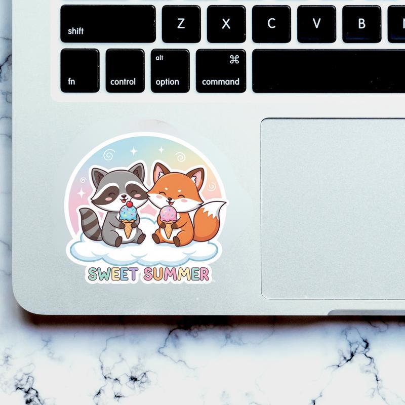 Ice Cream Raccoon Fox Sticker Ice Cream Raccoon Fox Sticker