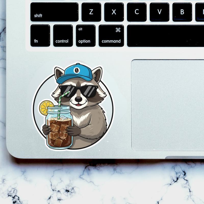 Iced Raccoon Coffee Sticker