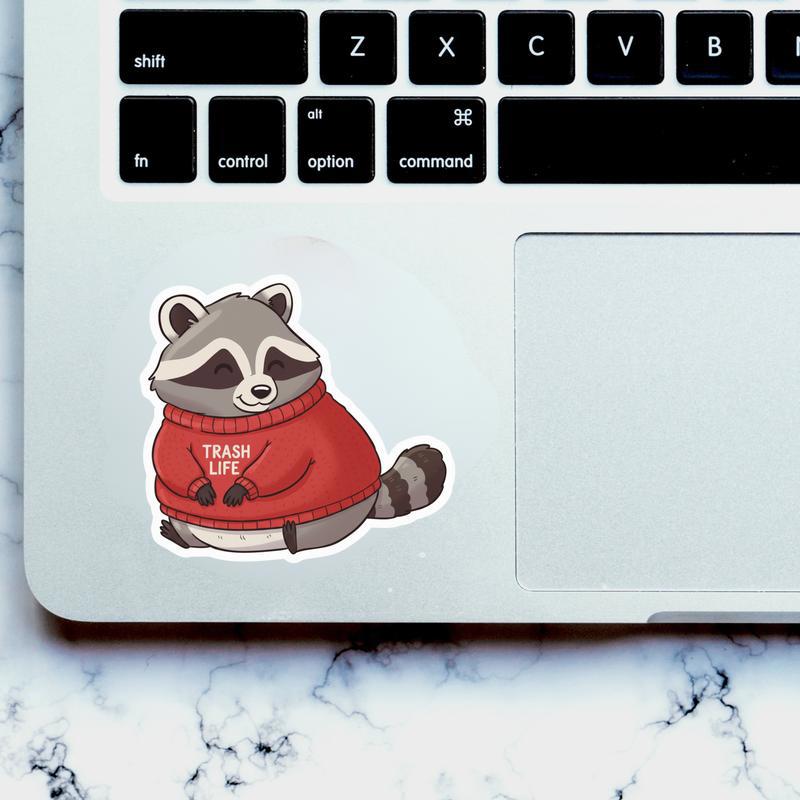 Kawaii Raccoon With Red Sweatshirt Sticker Kawaii Raccoon With Red Sweatshirt Sticker