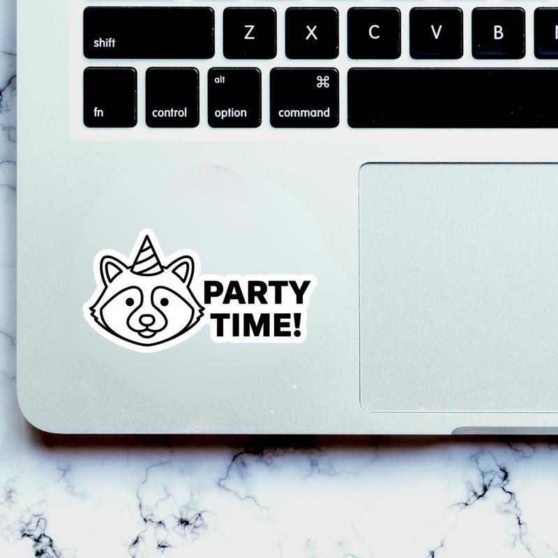 Party Time, Happy Birthday Raccoon Sticker
