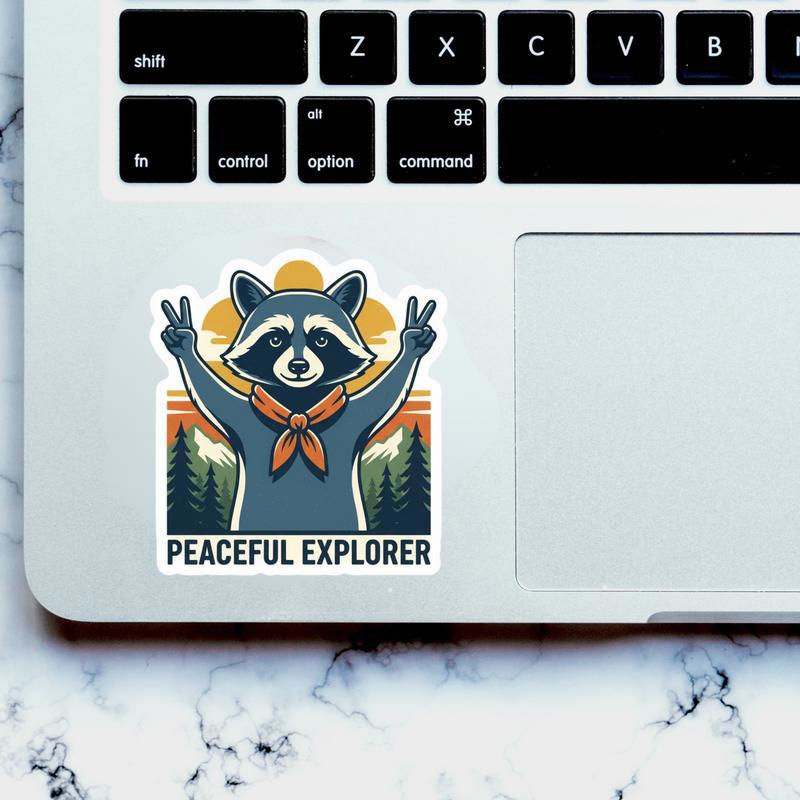 Peaceful Explorer - Raccoon Peace Sign Sticker Peaceful Explorer - Raccoon Peace Sign Sticker