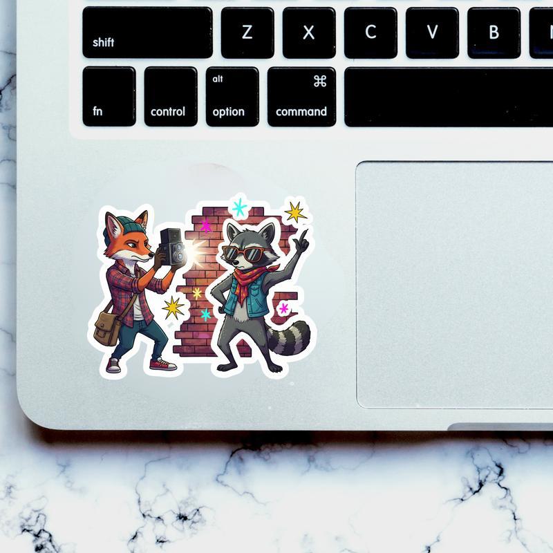 Photographer Raccoon Fox Sticker