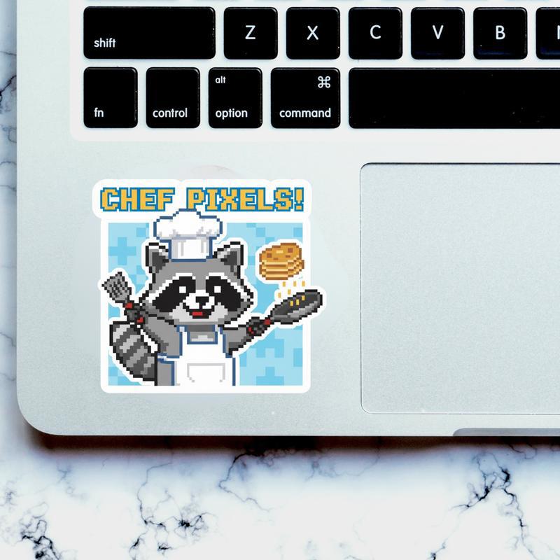 Pixelated Raccoon Chef Sticker