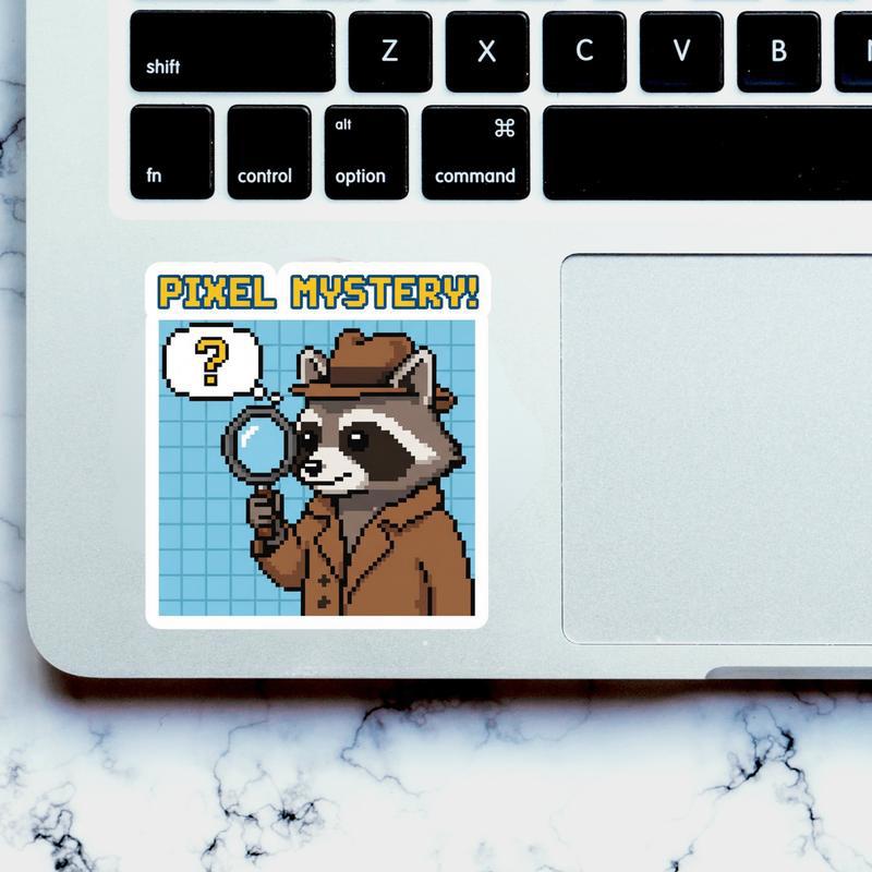 Pixelated Raccoon Detective Sticker