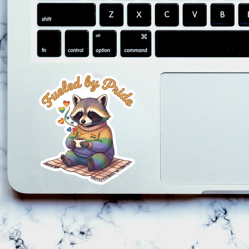 Pride Raccoon Coffee Time Sticker
