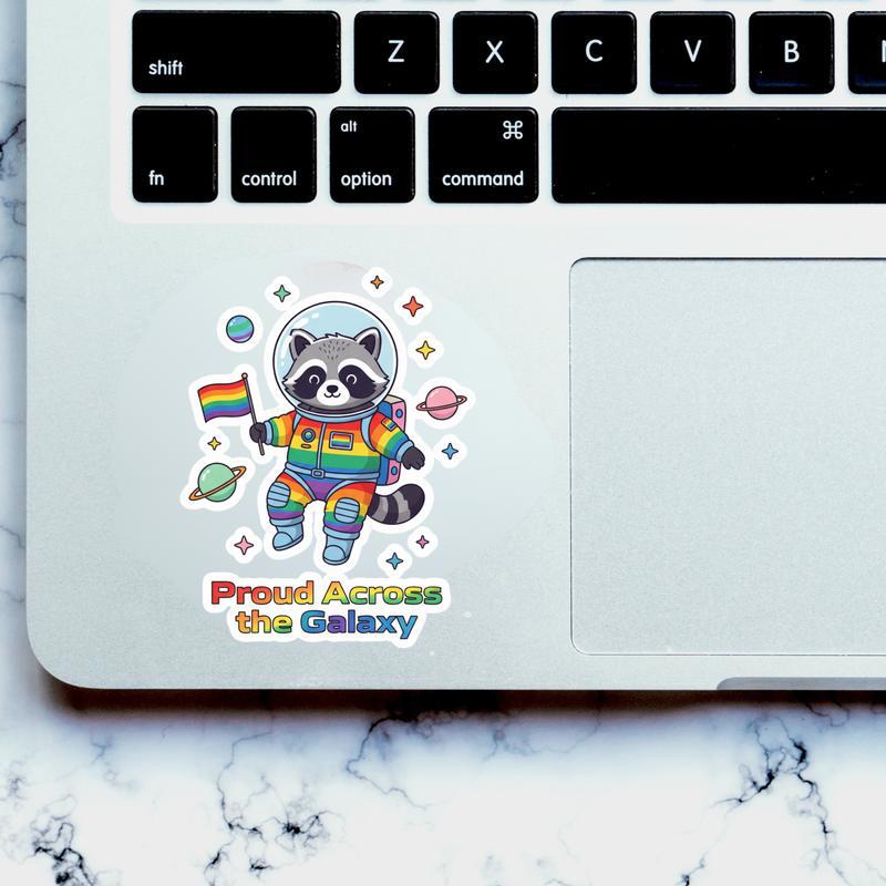 Pride Raccoon Space Explorer Sticker Pride Raccoon Space Explorer Sticker