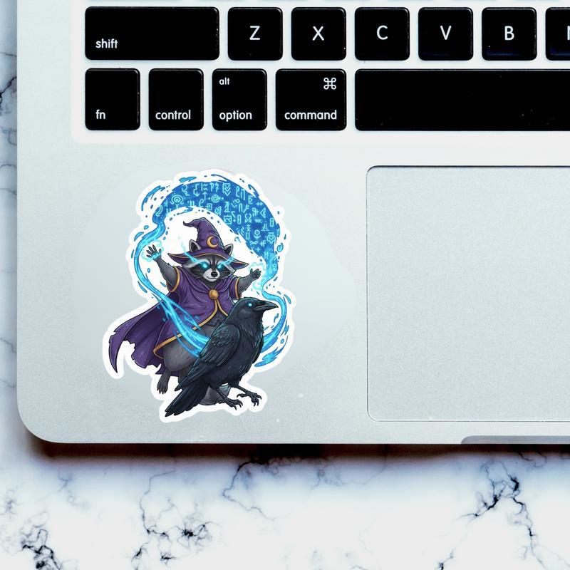 Raccoon DnD Crow Companion Sticker Raccoon DnD Crow Companion Sticker