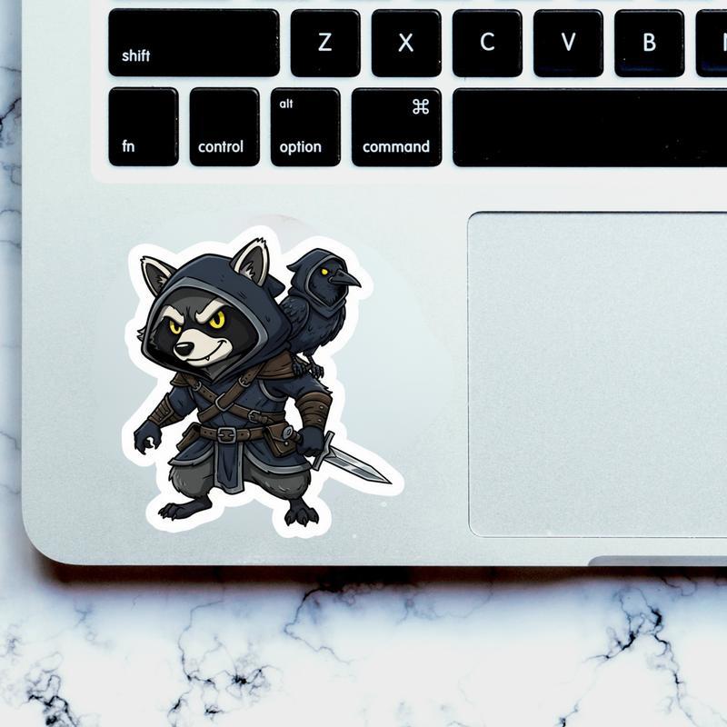 Raccoon DnD Rogue And Crow Sticker
