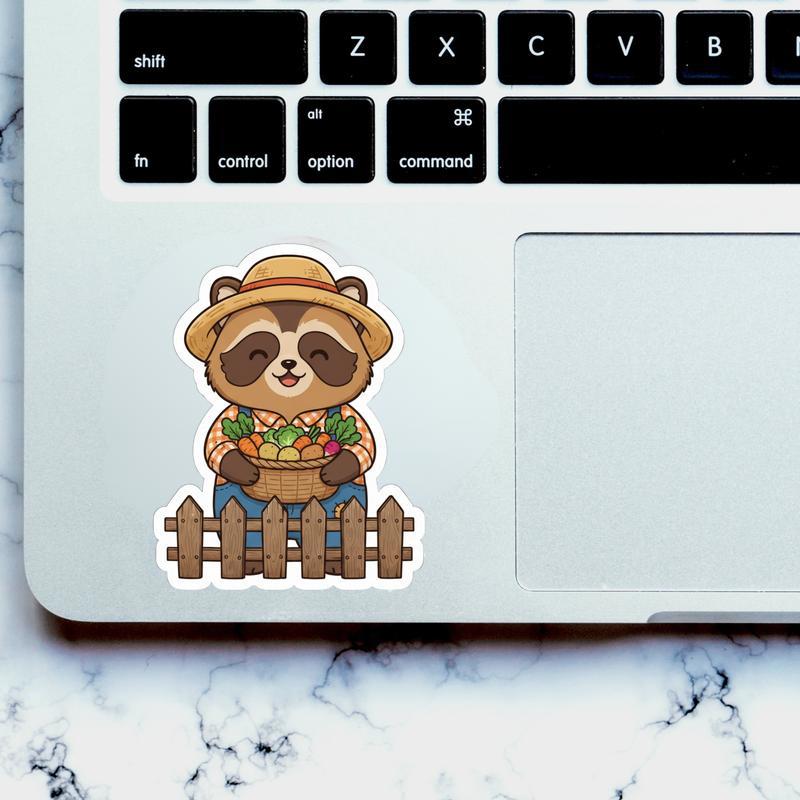 Raccoon Dog Farmer Sticker