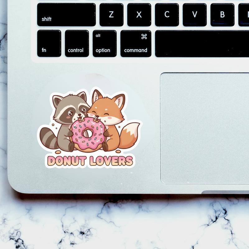 Raccoon Fox Donut Lovers Sticker
