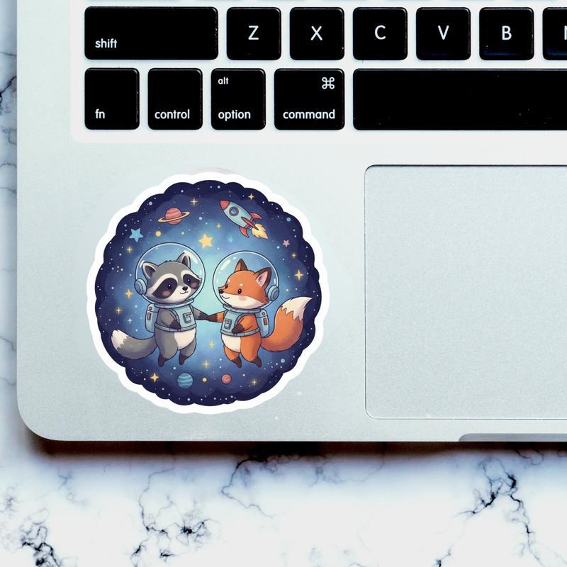 Raccoon Fox Space Buddies Sticker