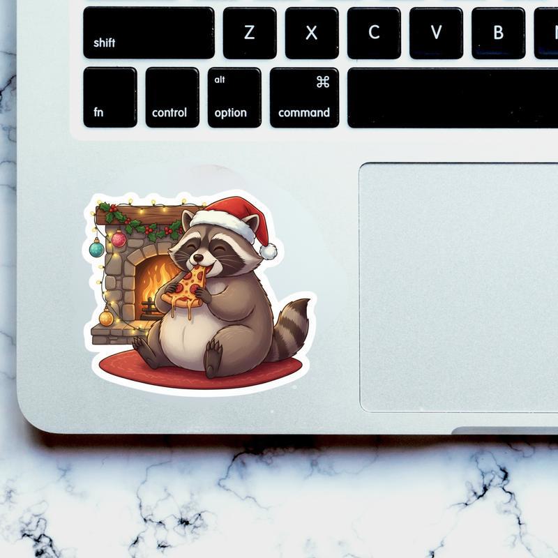 Raccoon Pizza Christmas Feast Meme Sticker Raccoon Pizza Christmas Feast Meme Sticker
