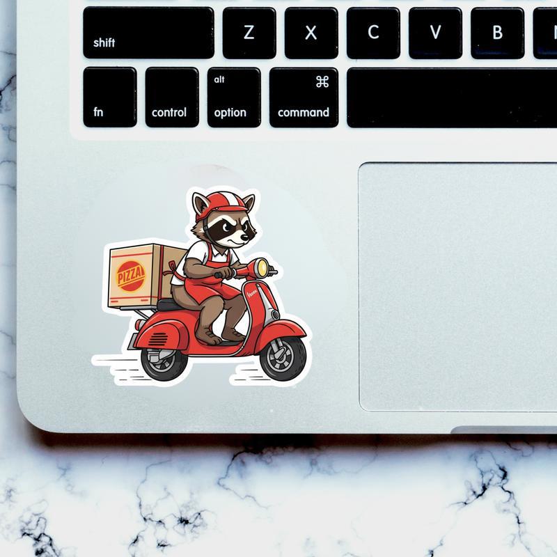 Raccoon Pizza Delivery Sticker