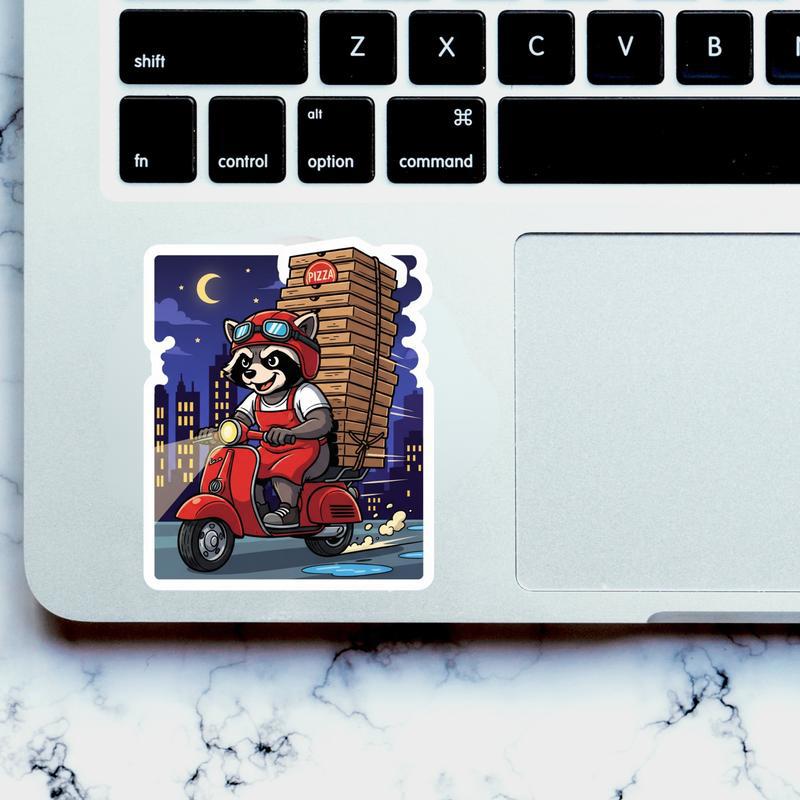 Raccoon Pizza Delivery Hero Sticker