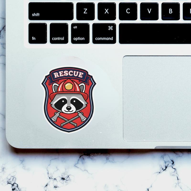Rescue Firefighter Raccoon Sticker Rescue Firefighter Raccoon Sticker