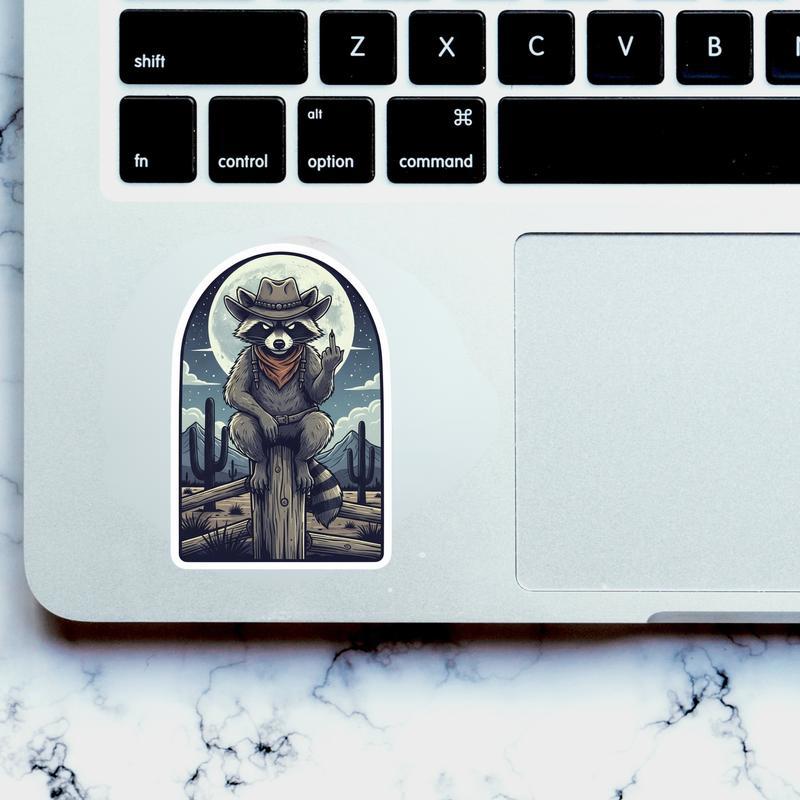 Retro Cute Raccoon Middle Finger Sticker