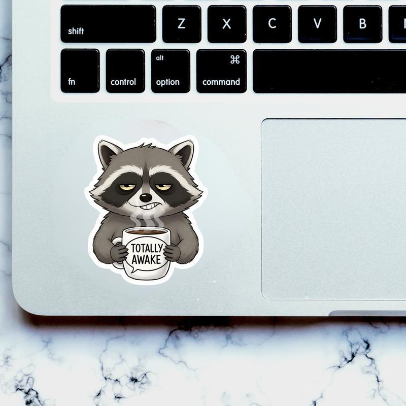 Sarcastic Raccoon Coffee First Sticker Sarcastic Raccoon Coffee First Sticker