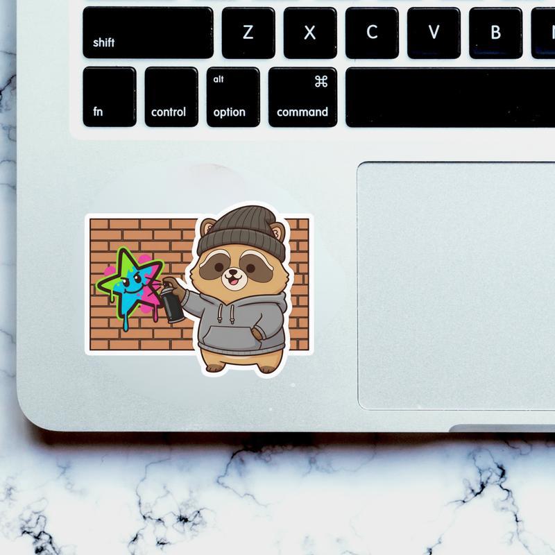 Street Art Raccoon Dog Sticker Street Art Raccoon Dog Sticker