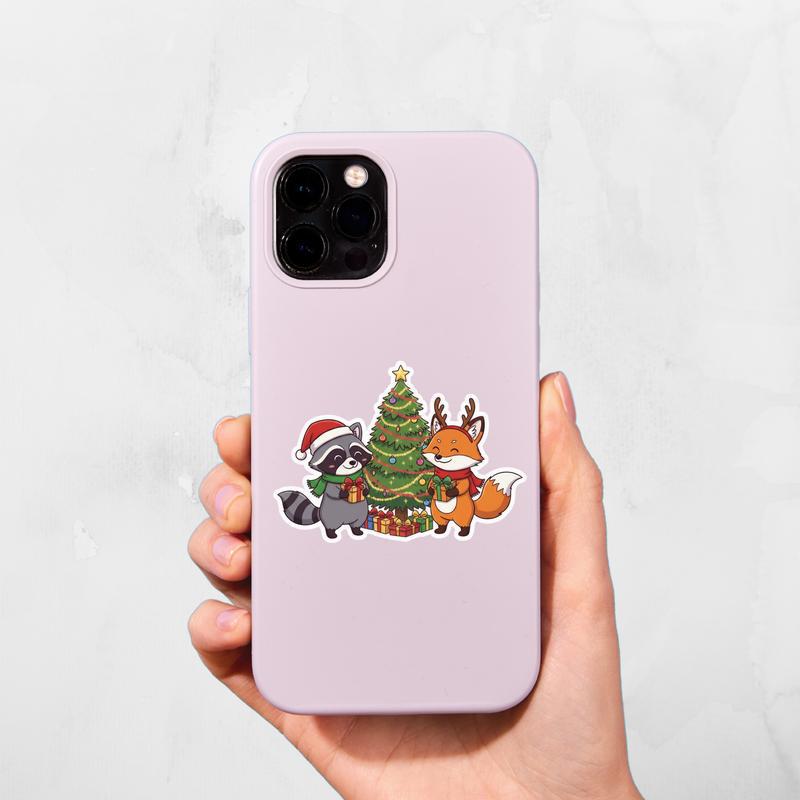 Christmas Raccoon Fox Duo Sticker