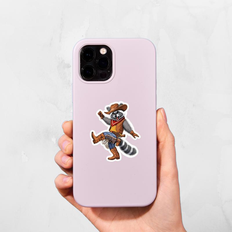 Cowboy Raccoon Is Dancing Happily Sticker