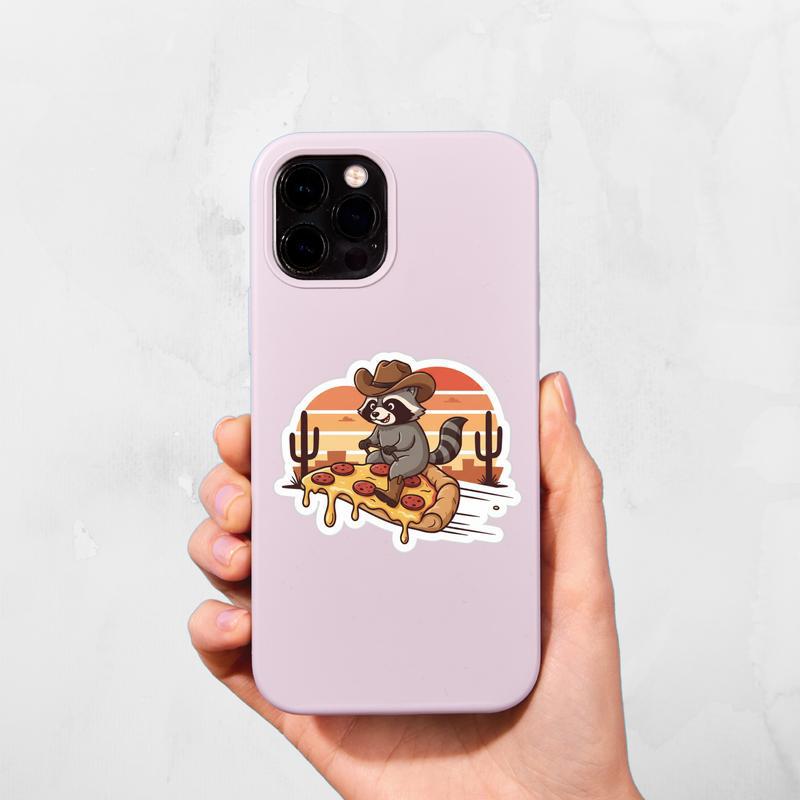 Cowboy Raccoon Pizza Rider Sticker Cowboy Raccoon Pizza Rider Sticker