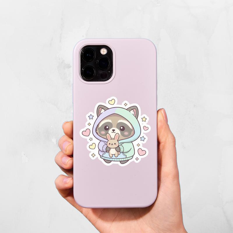 Cozy Hoodie Raccoon Dog Sticker
