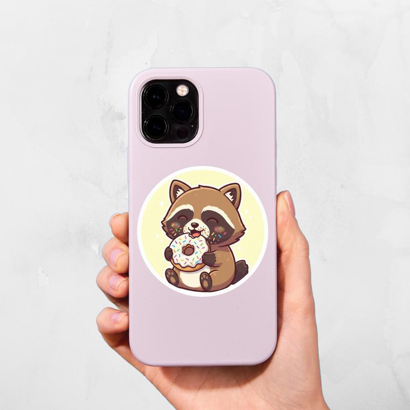 Donut Lover Raccoon Dog Sticker