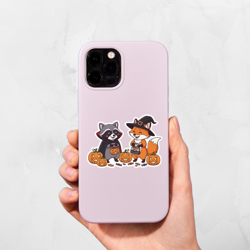 Halloween Raccoon Fox Tricksters Sticker Halloween Raccoon Fox Tricksters Sticker