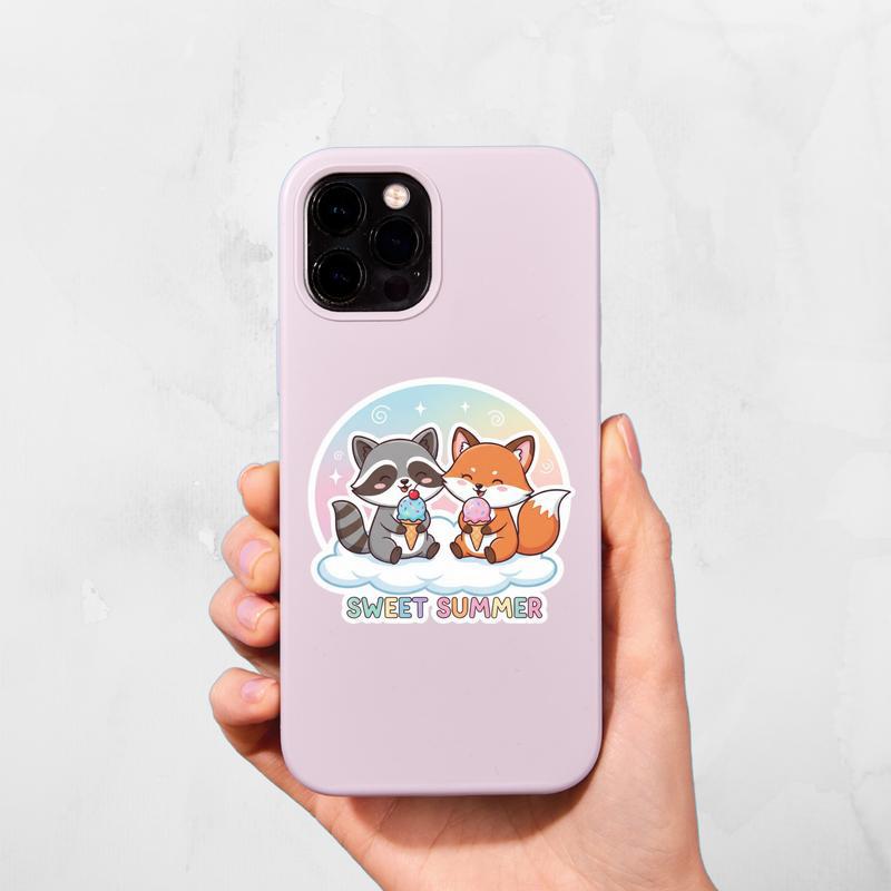 Ice Cream Raccoon Fox Sticker Ice Cream Raccoon Fox Sticker